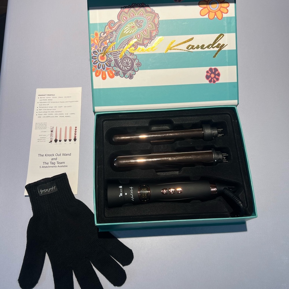 Kandy Black Hair Curling Wand Set